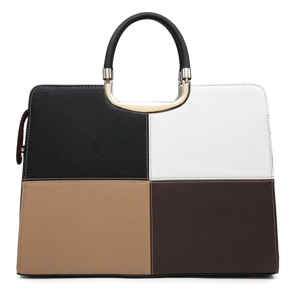Dasein Faux Leather Briefcase Satchel with Matching Accessory Pouch
